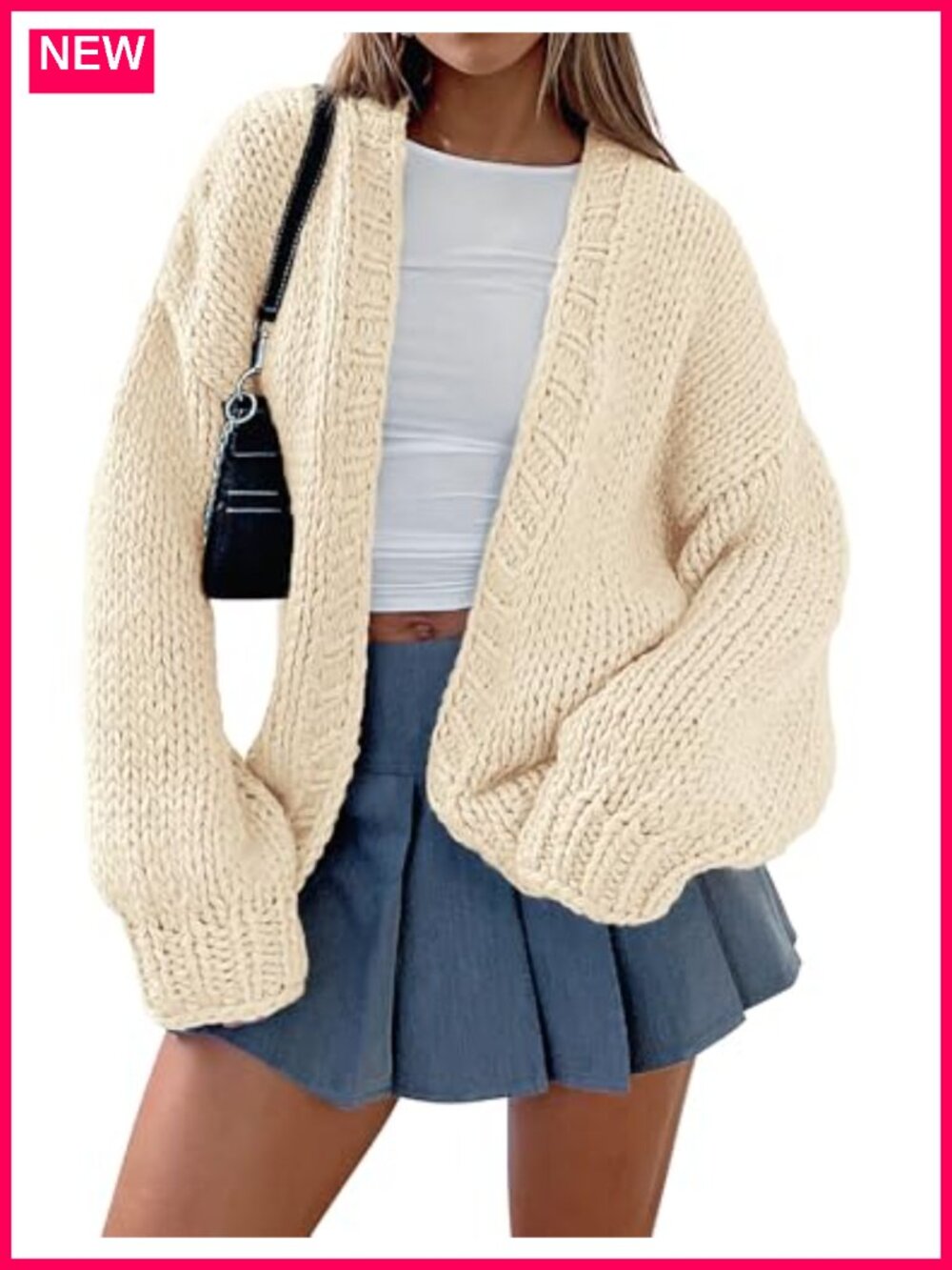 Women's Open Front Knit Cardigan Sweater Long Sleeve Loose Fit Fall Layering
